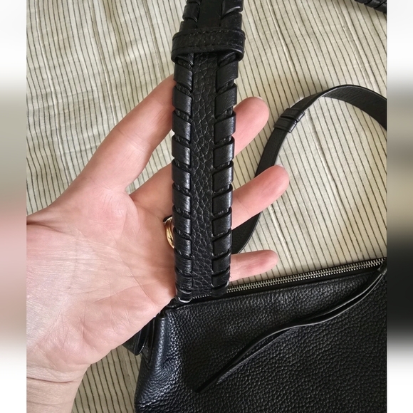 $319 ALLSAINTS All Saints Kita Pebbled Leather Crossbody Shoulder Bag Black - Picture 7 of 10